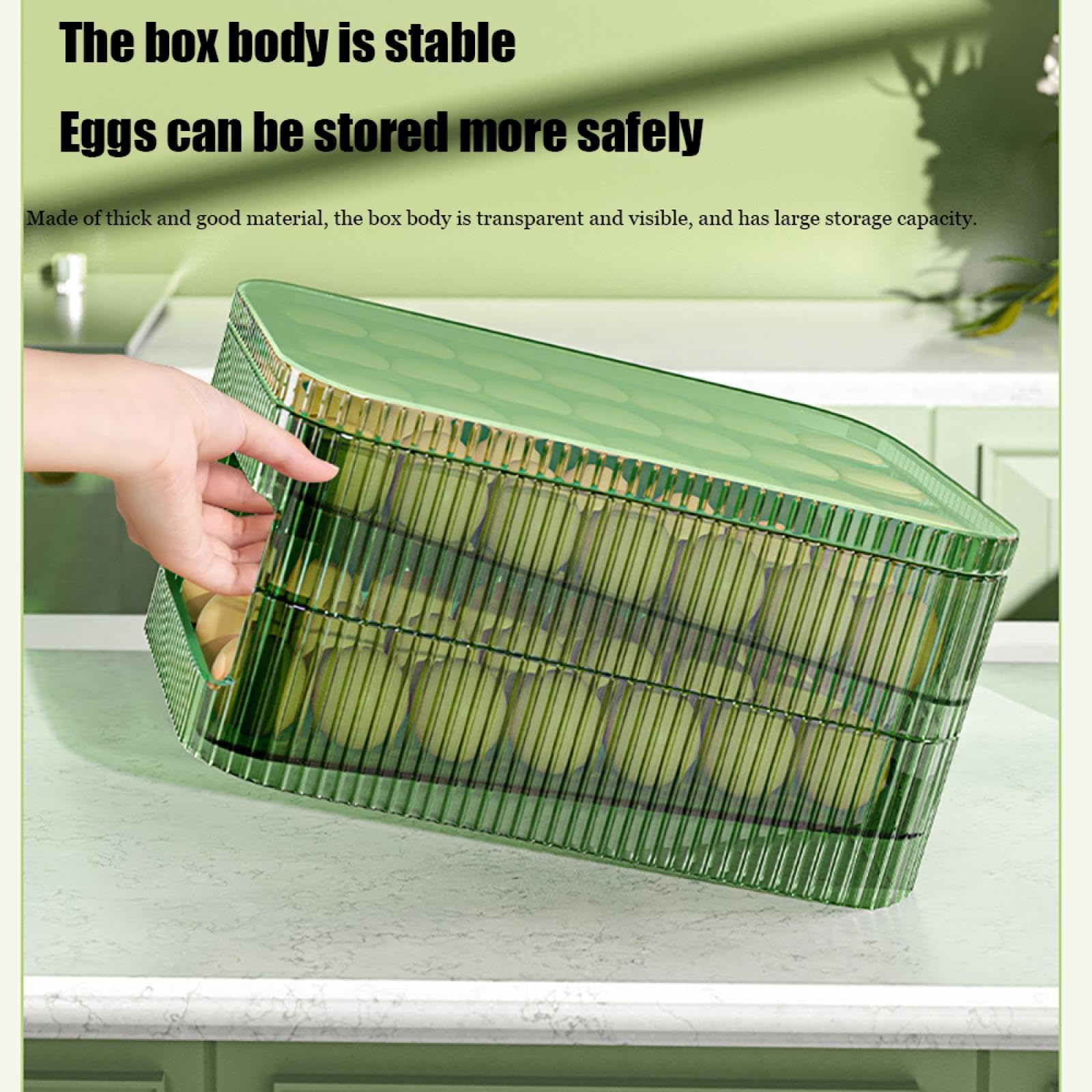 Caja de Almacenamiento de Huevos de Doble Capa,Soporte para Huevos para refrigerador,Almacenamiento de Huevos para encimera,Organizador de Huevos,Dispensador de Huevos para refrigerador