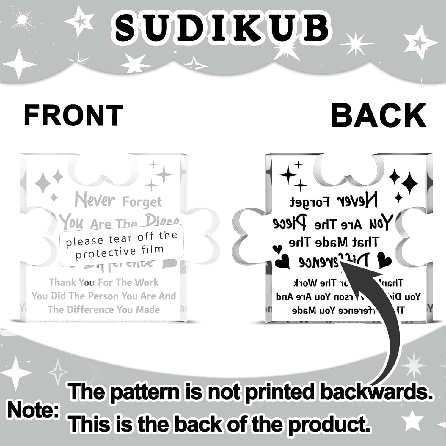 Thank You Gifts For Teacher Nurse Mentor Coworker Women Man Acrylic Puzzle Piece Plaque Office Decor Desk Sign Employee Appreciation Gifts Retirement Gift - Image 4