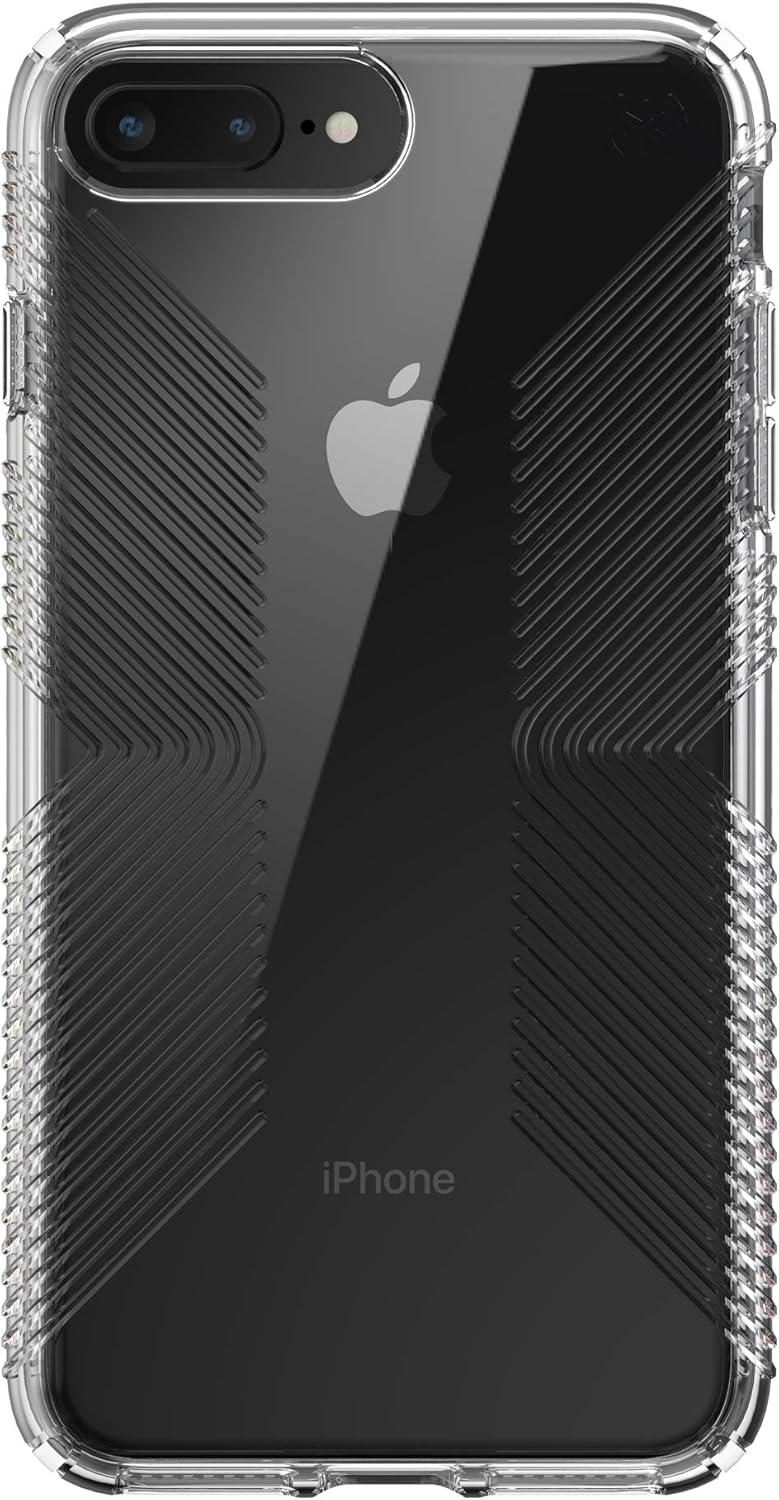 Speck Products Compatible Phone Case for iPhone 8 Plus/iPhone 7 Plus, Presidio Perfect-Clear with Grip Case, Clear/Clear (136230-5085)