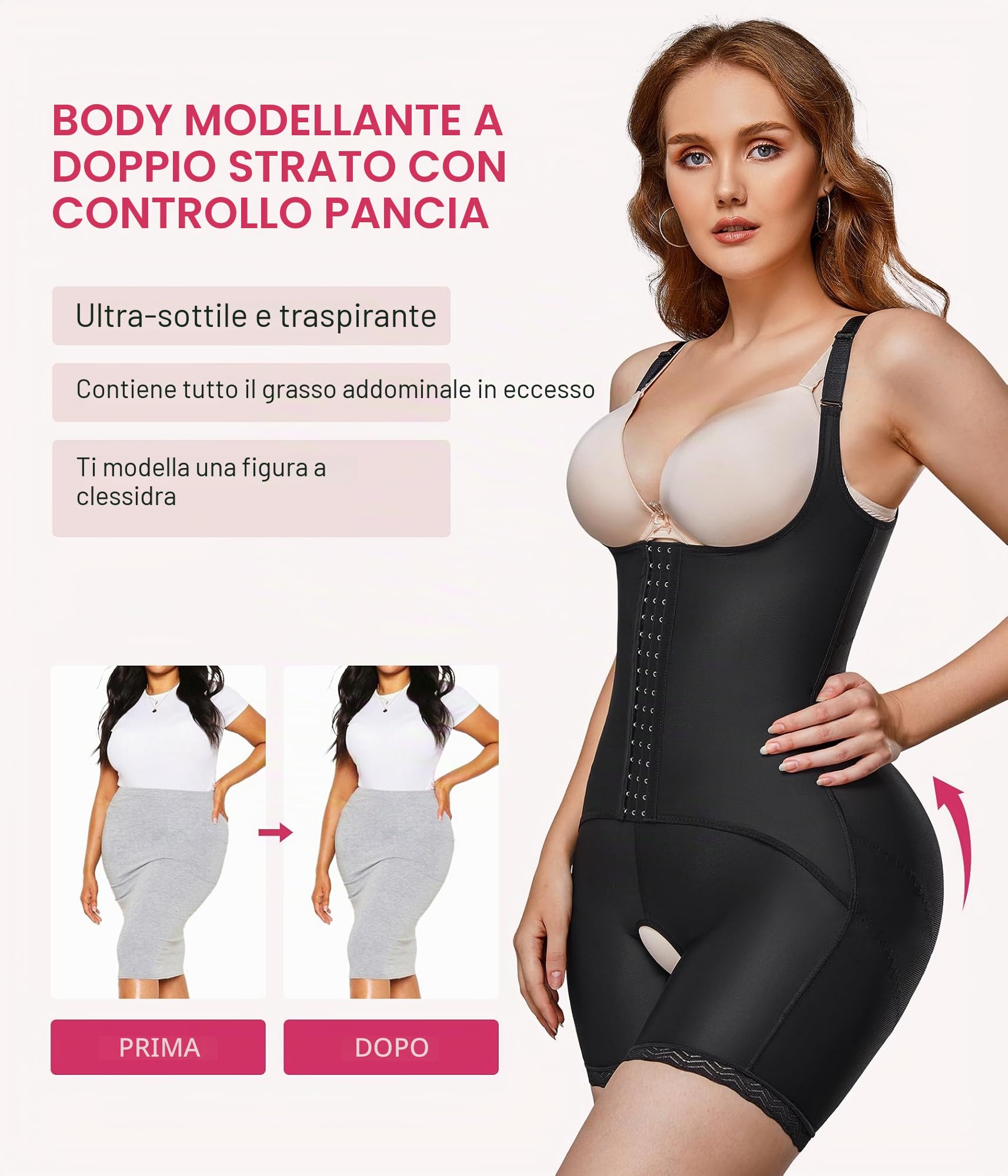 KUMAYES Donna Intimo Modellante Contenitivo Aperto Busto Bodysuit Shapewear Corsetto Bustino Shaper Pancia Piatta Dimagrante