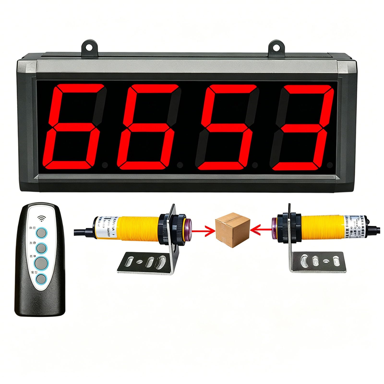 Enpvneer Large Digital Counter, Digital LED Counter Count Up To 9999, Sensor Distance 0-16.4FT, Power-Off Memory Function, For Conveyor Belts Automatic Counting
