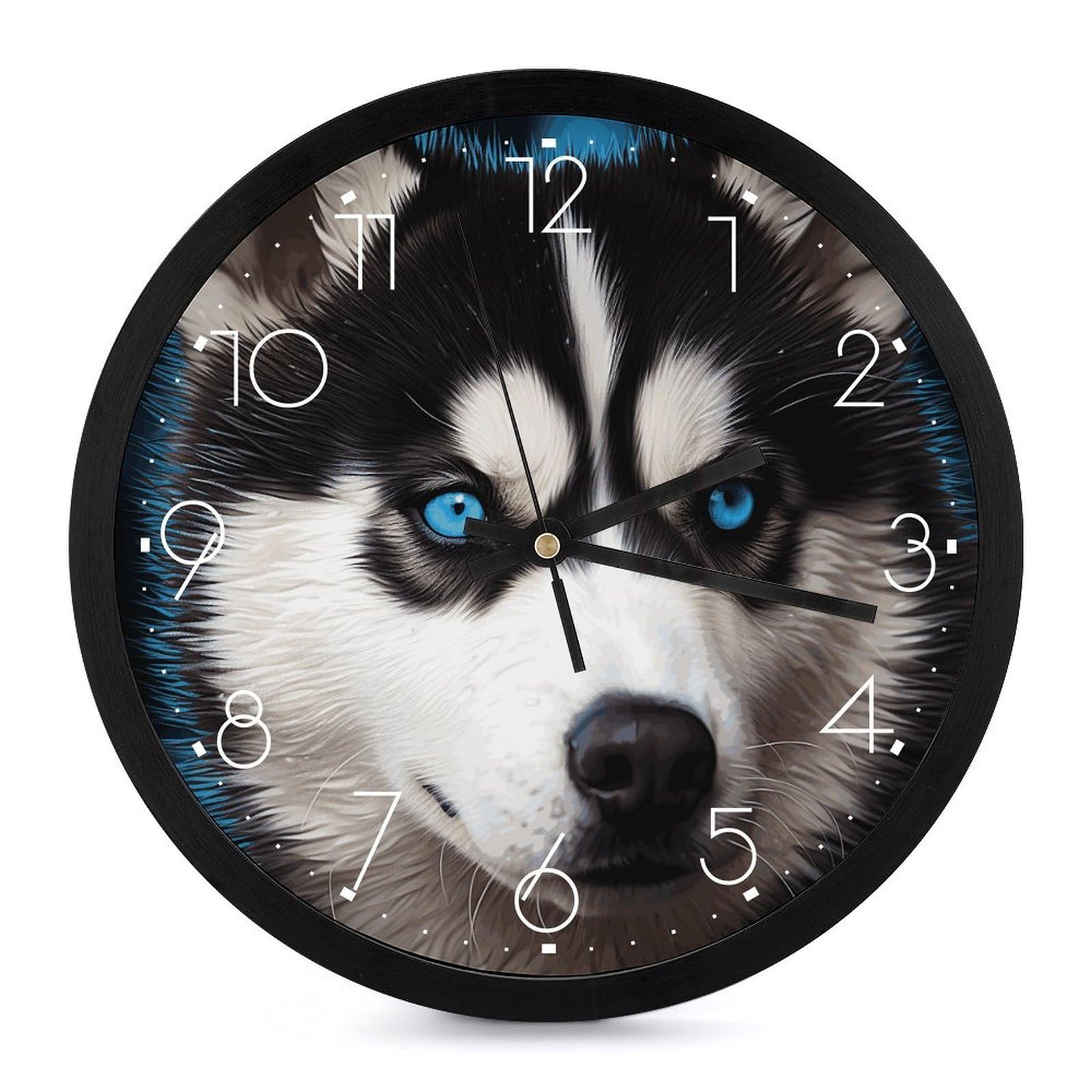 Horloge murale ronde Husky silencieuse sans tic-tac pour éliminer le bruit