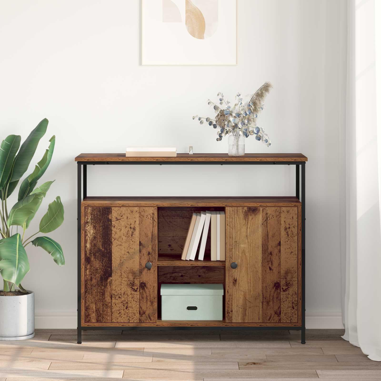 Credenza in legno anticato, 100 x 35 x 80 cm, in legno
