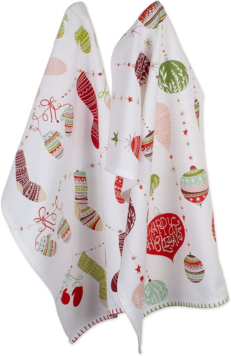 DII Holiday Dish Towels Christmas Kitchen Décor, 18x28, Holiday Trimmings, 2 Piece