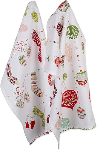 DII Toallas de cocina navideñas para decoración navideña, 18 x 28 pulgadas, adornos navideños, 2 piezas Adornos navideños,Adornos vintage,Acebo y