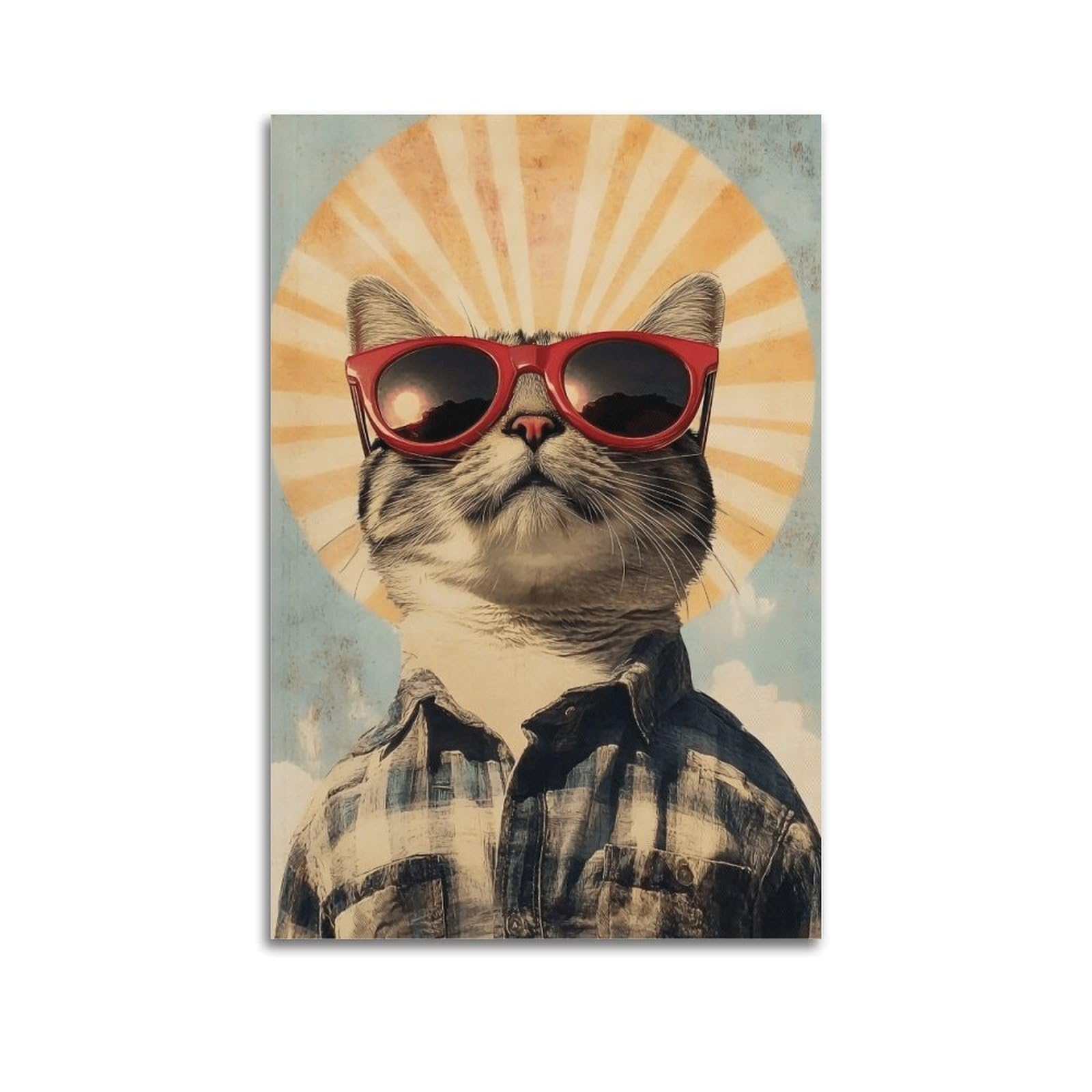 JUWRHRHHRH Funny Cool Cat (2) Poster Canvas Aesthetic Wall Art Painting Decor for Living Room Bed Room 20x30inch(50x75cm) Unframe-style