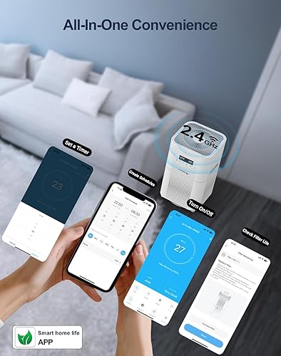 Miniatura 5 de Purificadores de aire inteligentes WIFI para el hogar, habitación grande, funciona con Alexa, CADR de más de 400 mh 1720 pies cuadrados, con filtro