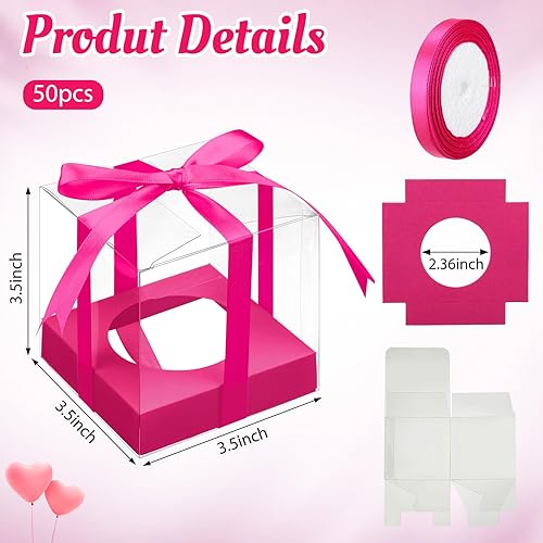 Miniatura 8 de Thenshop 50 cajas transparentes para cupcakes, contenedores individuales de plástico de 3.5 pulgadas, cajas individuales para cupcakes con insertos