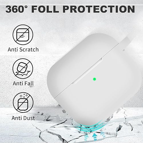 Vista 202 de Funda compatible con AirPods de tercera generación, accesorios de protección de silicona con llavero y kit de limpiador para mujeres y hombres, LED
