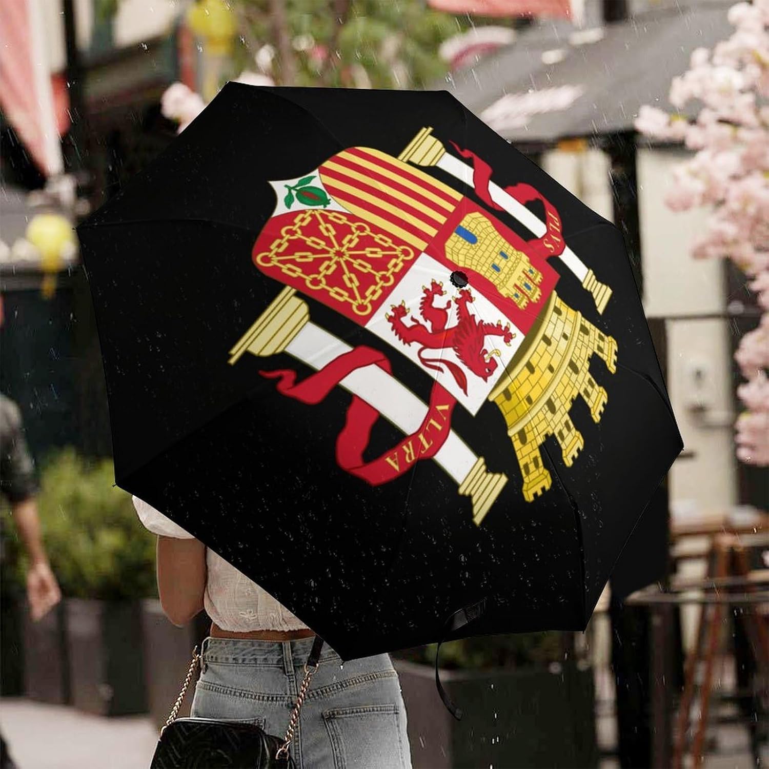 Coat of Arms of Spain Stylish Travel Umbrella Slim Windproof 3 Fold Umbrellas Manual/Automatic