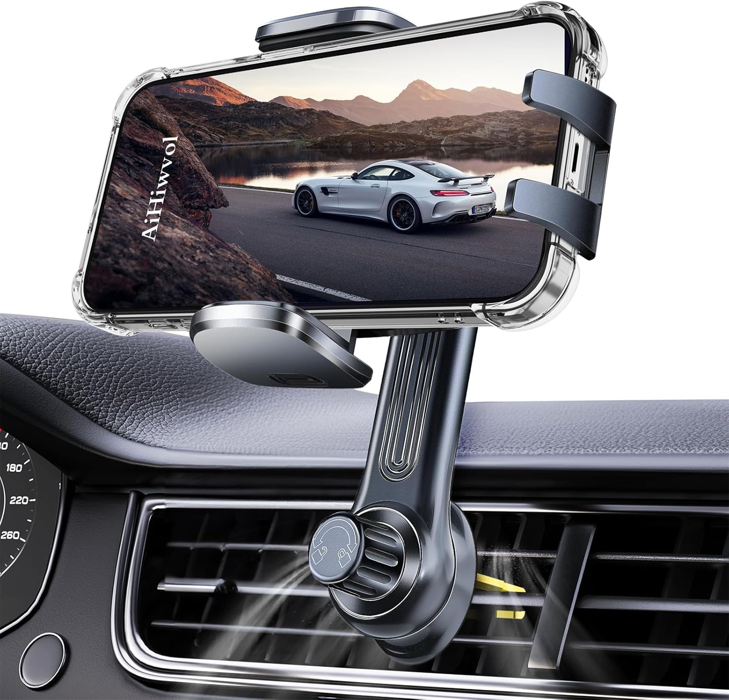 AiHiwvol Cell Phone Holder for Car Vent [Longest Hook] Never Blocking