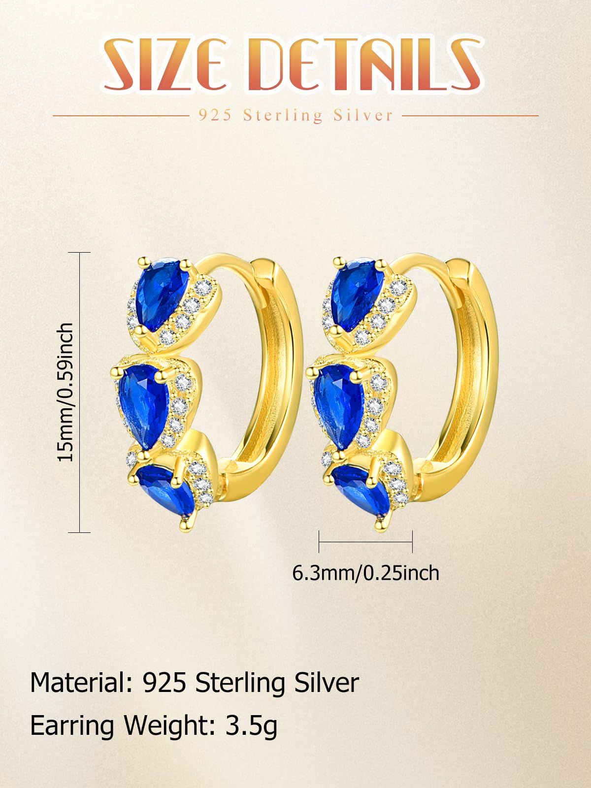 Trendy Blue Cz Gold Hoop Earrings For Women Lightweight Chunky Silver Earring 14k Real Plated Hoops Hypoallergenic Jewelry - Image 3