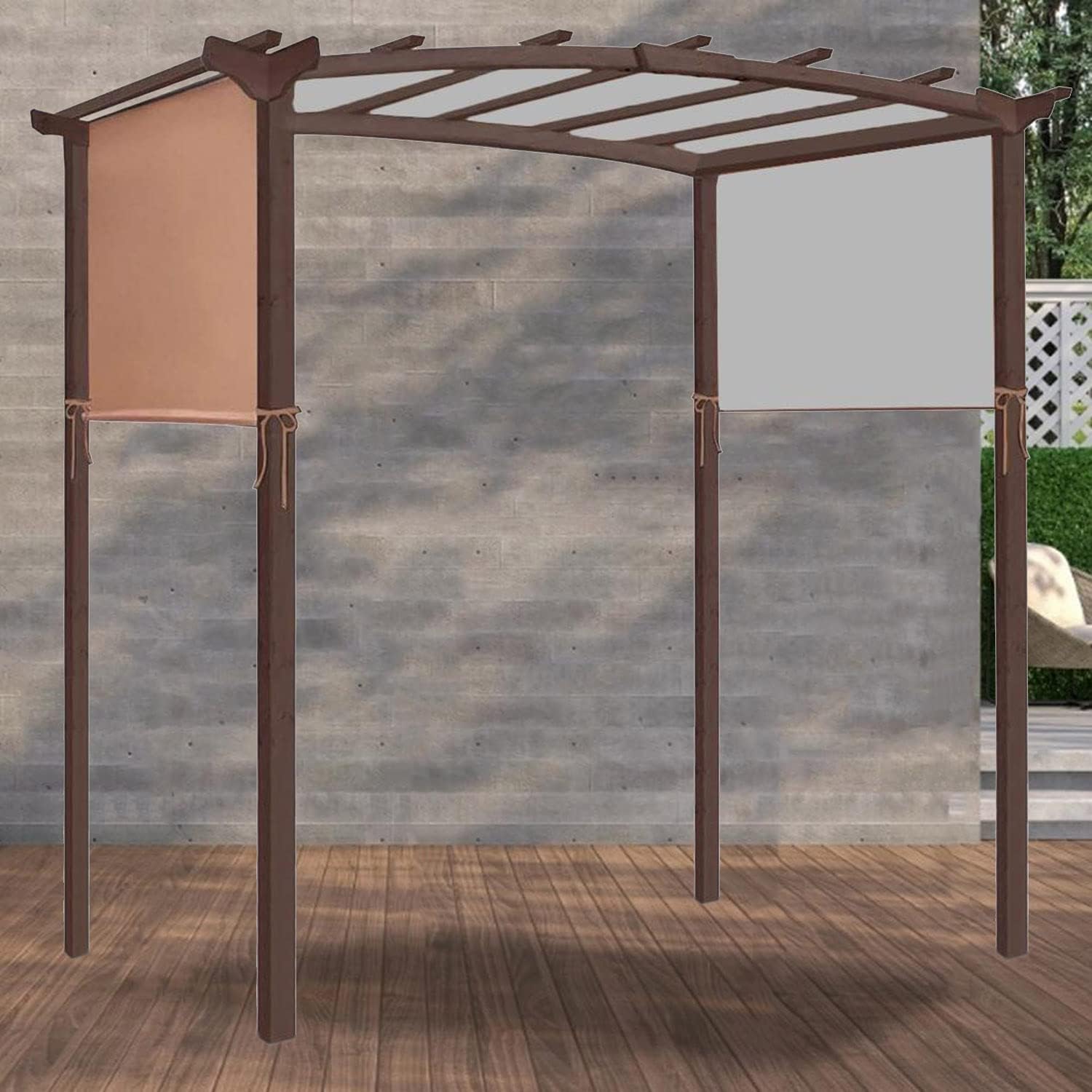 Outdoor Sun Shade Cover, Universal Replacement Canopy Cover, Adjustable Breathable Pergola Cover with Paracords for Curved Pergola Structure Outdoor Canopies Canopy Cover