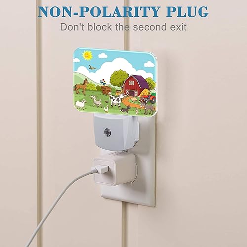 Miniatura 3 de Luz nocturna de animales de granja de dibujos animados para niños, niñas, niños, lindos animales de granja, luz nocturna LED enchufable a la pared