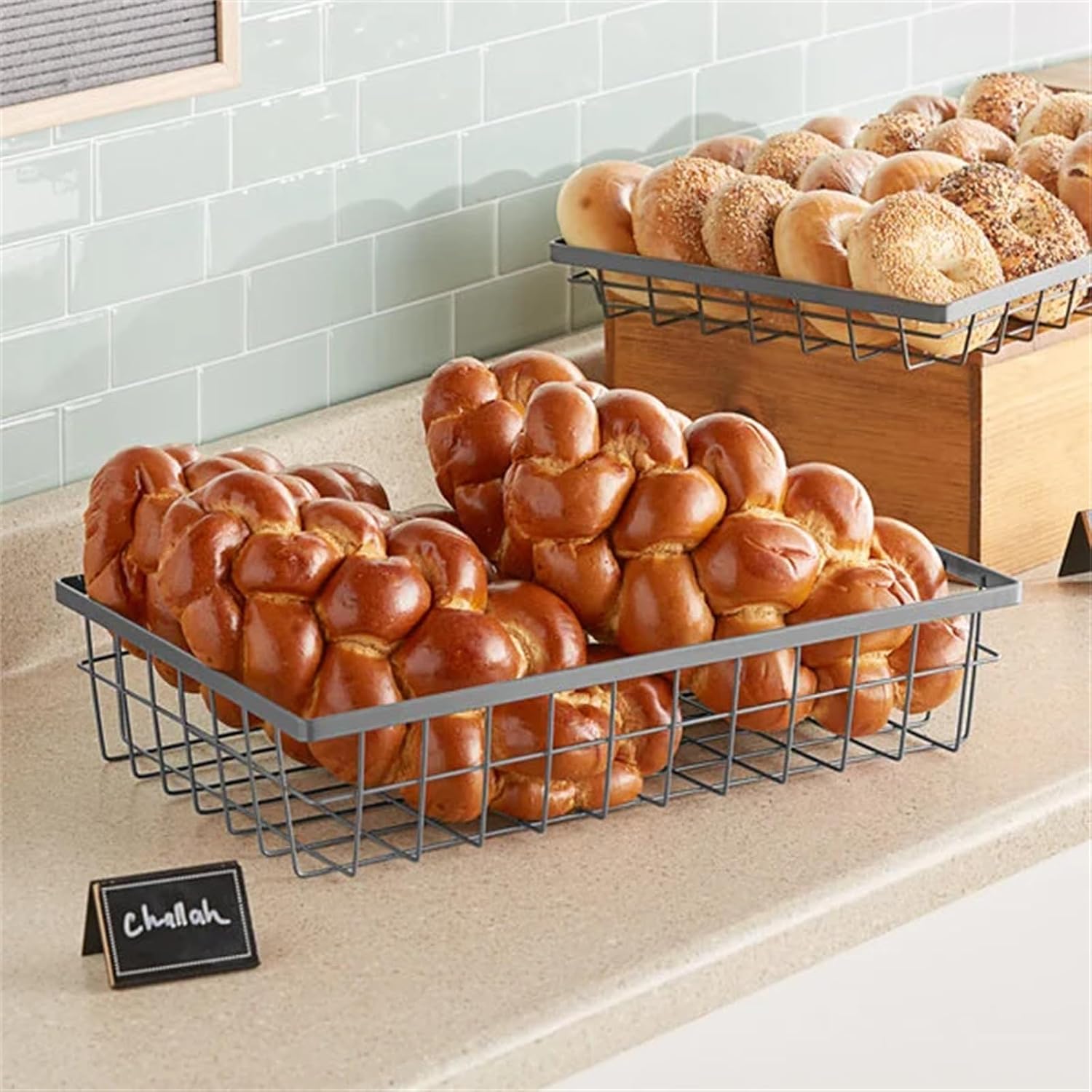 GET Enterprises WB-1814-MG Urban Renewal 17 3/4" x 11 1/4" x 4" Metal Gray Rectangular Wire Basket WS-375WB1814MG-NPF