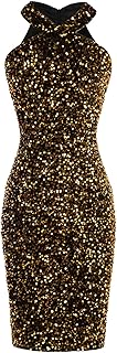 Sequin Dress for Women Sleeveless Sparkly Glitter Halter Dress Bodycon Mini Club Dresses 2025 - Buy now