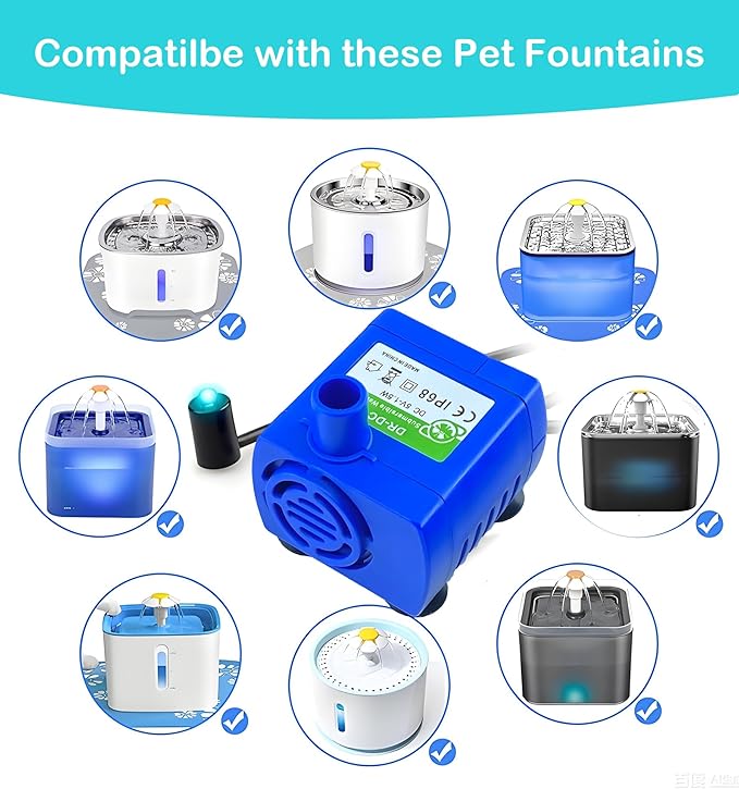 Bomba para Fuente de Agua para Gatos Furrcali, Submersible, 5V USB miniatura 8