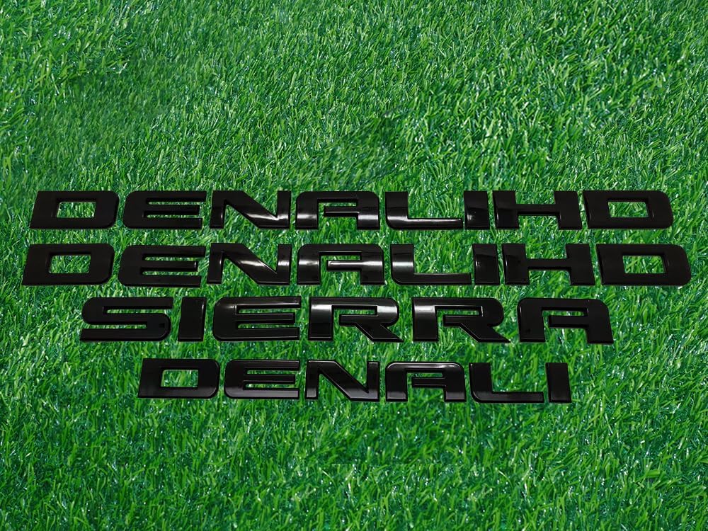 3D Letter Side Door Rear Tailgate Emblem Badge Nameplate Compatible for 2011-2019 Sierra 2500HD 3500HD Denali HD Set of 4Pcs (Gloss Black)