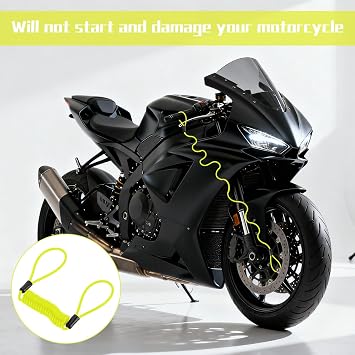 2 PCS Motorcycle Reminder Spring Cable,1.5 M Motorcycle Disc Lock Reminder Cable,Yellow Disc Lock Reminder Cable for Motorcycle Lanyard,Brake Lock Warning Cable,Bike Handlebar