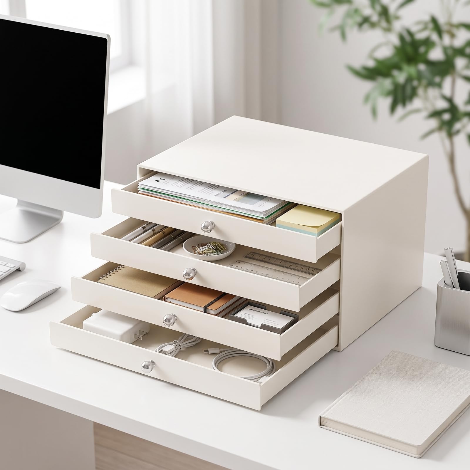 Armadietto Ufficio Documenti Cassetti Organizer Scrivania Archivio per Forniture E Carta Portadispositivi Acciaio al Carbonio Design Salvaspazio Adatto per Postazione Lavoro