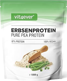 Proteine del Pisello in Polvere 1000 g (1 kg) - 87% Proteine - 100% Isolate (Pea Protein Powder) - Proteine Vegetali Vegane - Senza: Edulcoranti, Zucchero, Glutine, Soia, Lattosio - Origine Belgio