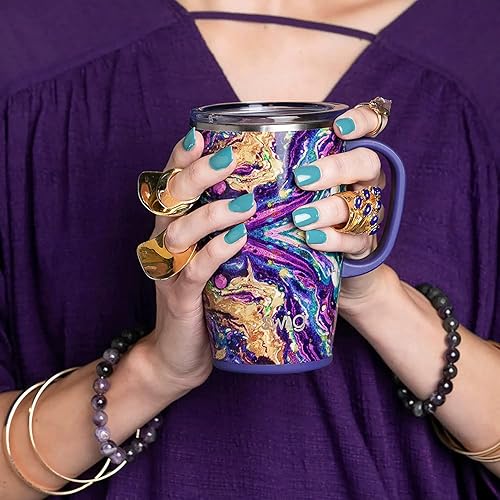 Miniatura 9 de Swig Life Taza de viaje de 18 onzas, impresiones discontinuas, vaso aislado con asa y tapa, apto para vasos, apto para lavavajillas, acero