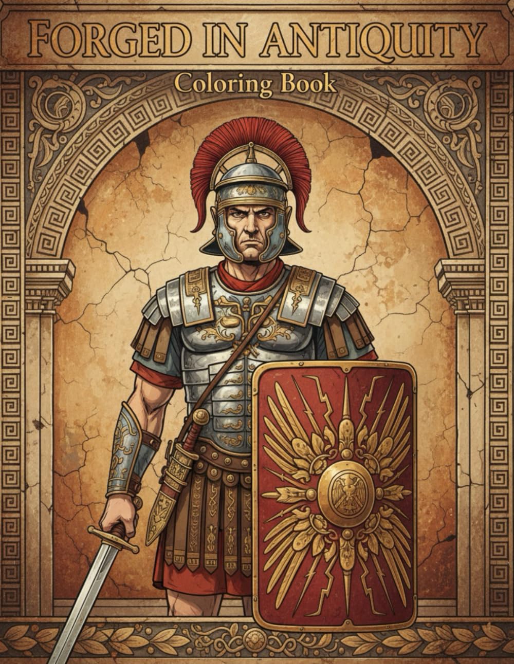 Forged in Antiquity: Coloring Book for Adults and Kids, Featuring Ancient Warriors, Historical Armor, and Mythic Scenes