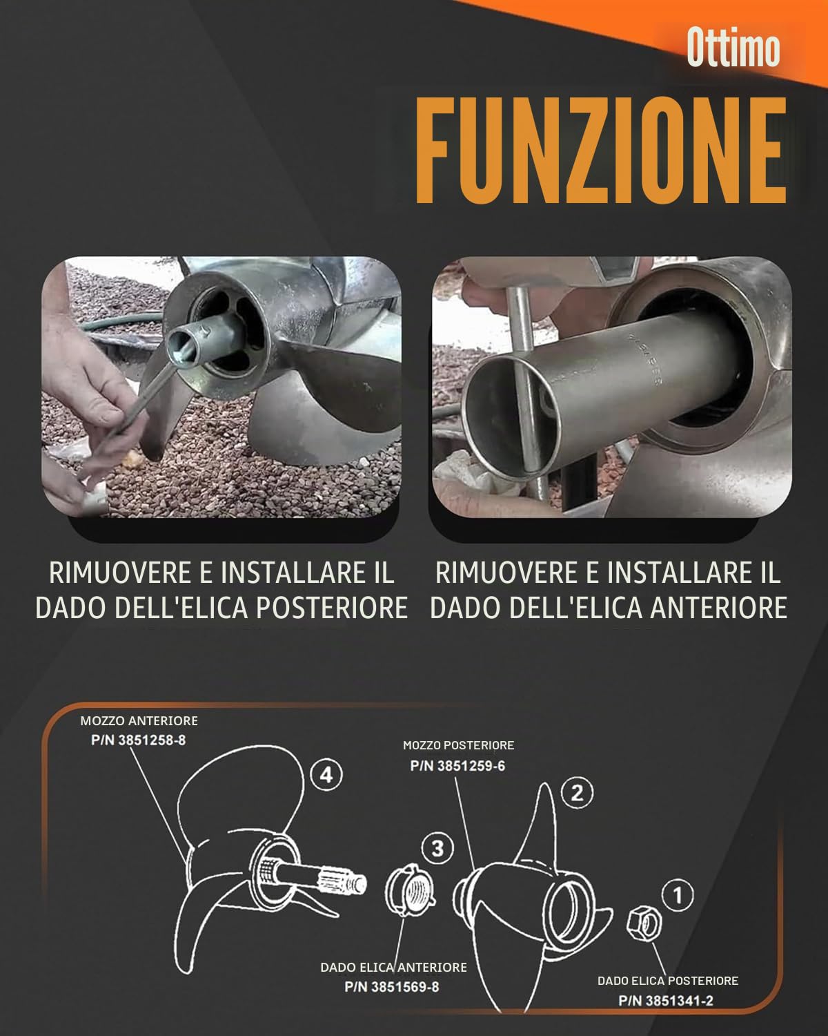Kit di Attrezzi per Eliche Duo/Twin Prop 3855516 Chiave per Eliche per Volvo Penta D F Duoprop