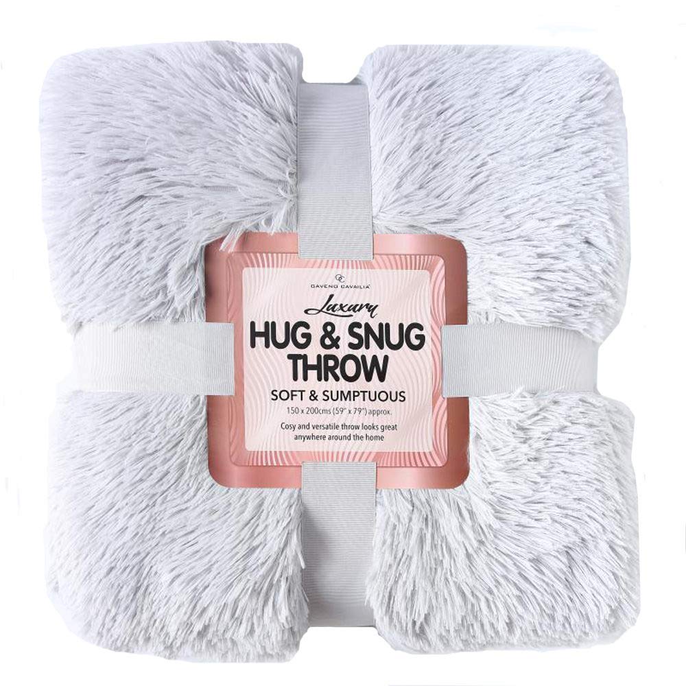 De Lavish Hug & Snug Throw 150x200 For Bed 2 Seater Sofa Fluffy Double Size Blanket Faux Fur Soft, Silver