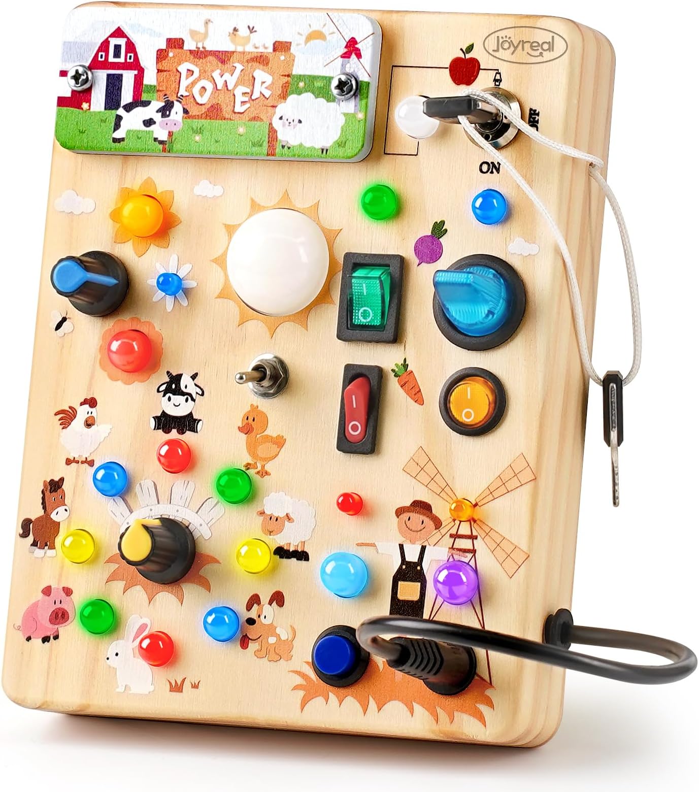 Montessori Busy Board with LED Light Up Switches