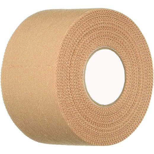 Healthcave Rigid Sports Tape – Premium Physiotherapy Athletic Tape for Injury Support, Joint Stability & Muscle Recovery – Latex-Free, Breathable, Strong Hold with Hand Tearable using ZigZag Edges- 2.5cm x 10meters (Beige/Skin Color) - Pack of 1 Roll
