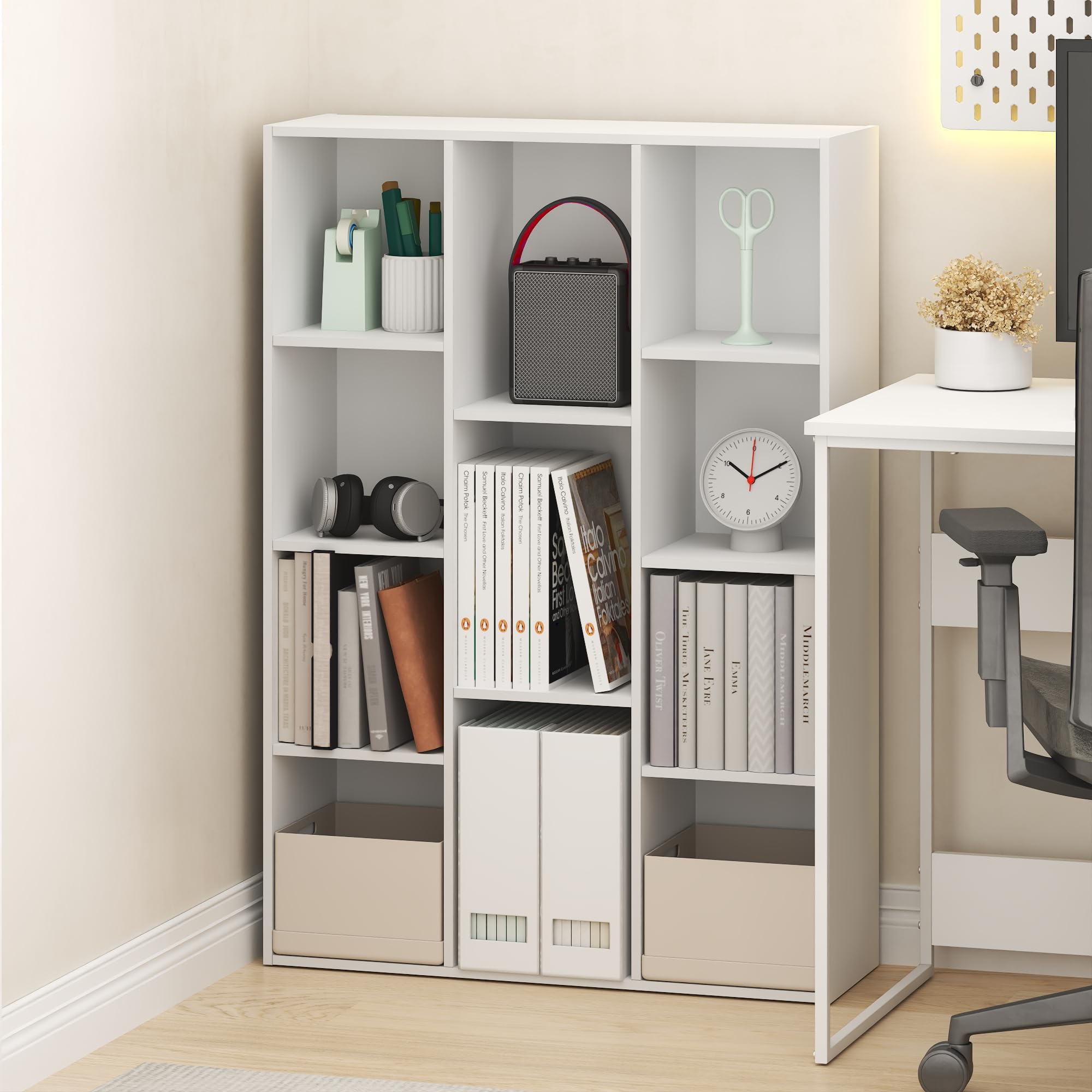 Furinno 11 Cube Bibliothèque Réversible Ouverte, Blanc, One Size