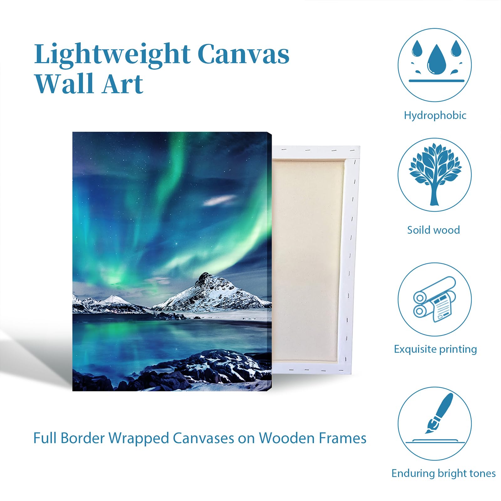 MHARTK66 Canvas Wall Art for Living Room Northern Lights Norway Modern Artwork Bathroom Pictures Bedroom Wall Decor - Image 3