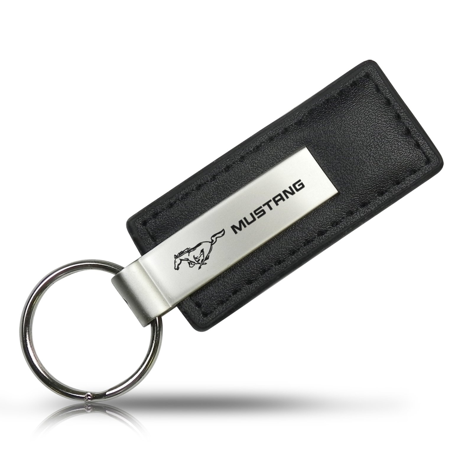 Au-TOMOTIVE GOLD Ford Mustang Black Leather Key Chain