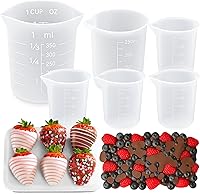Juome 6PCS Silicone Chocolate Melting Cups Set - 100/250/350ml Drop-Resistant Measuring Cups, Dishwasher Safe for Baking & DIY Molds
