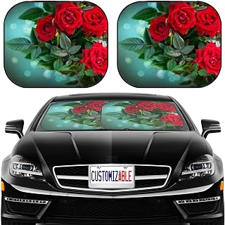 MSD Car Sun Shade Windshield Sunshade Universal Fit 2 Pack, Block Sun Glare, UV and Heat, Protect Car Interior, Image ID: 14649209 Roses Flowers Rose