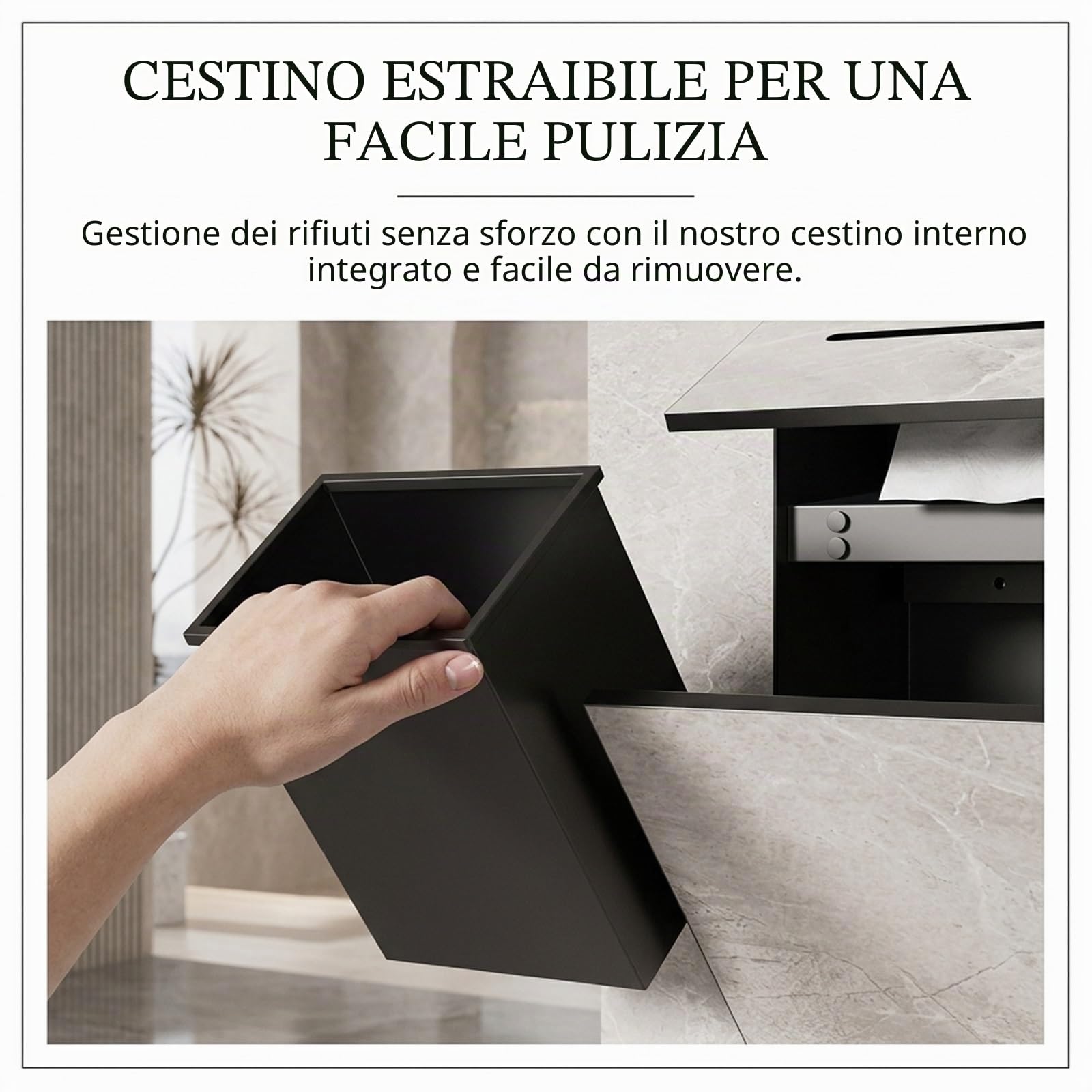 Nicchia porta carta igienica a incasso piastrellabile con cestino nascosto, in acciaio inox 304, per bagno, con contenitore 2 in 1 impermeabile