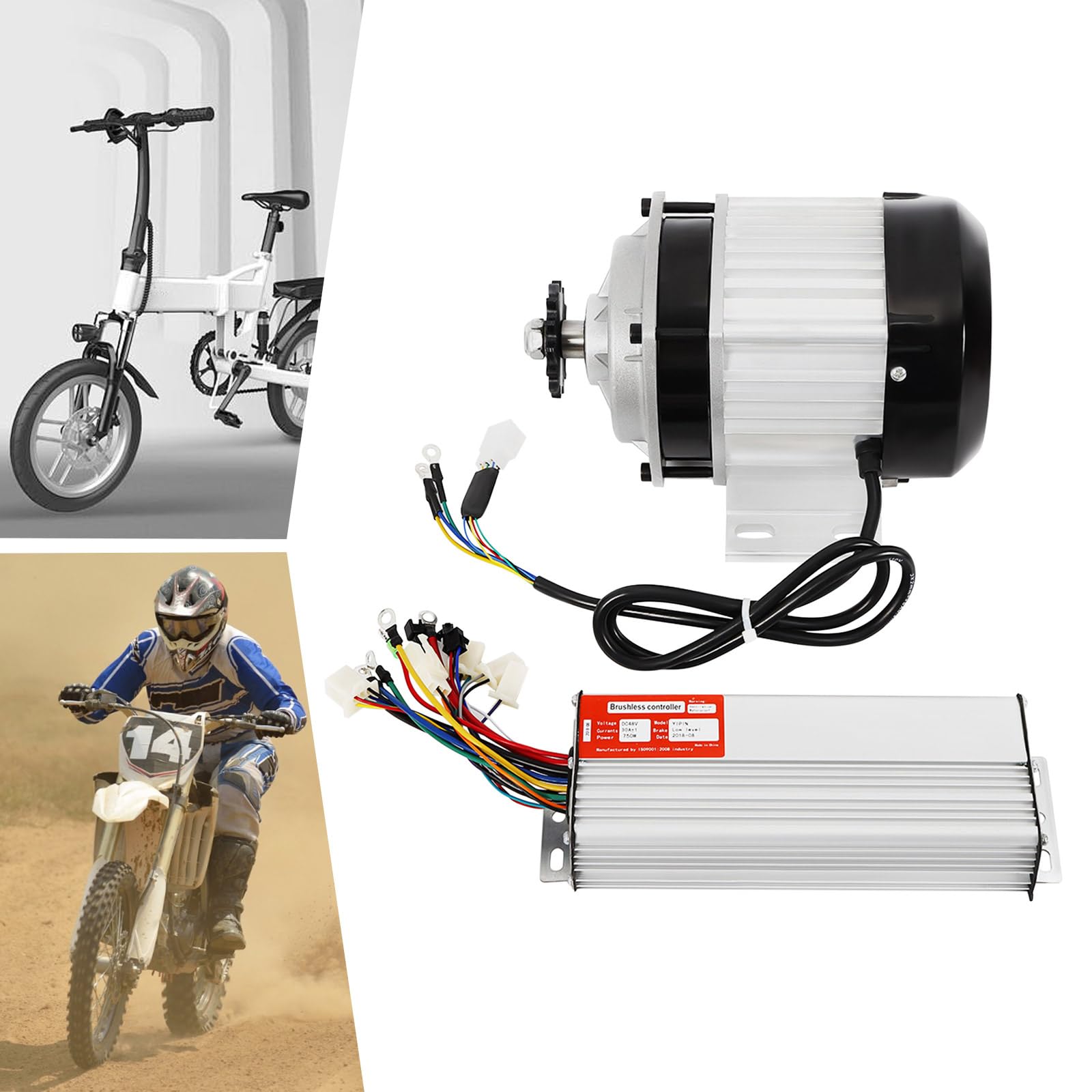 750W Bürstenloser Motor Kit 48V – Für E-Bike, Dreirad & Roller, Max. 3100 U/min, Drei Geschwindigkeiten