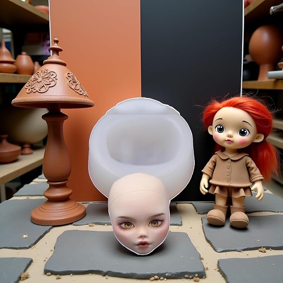 3D Face Clay Molds Easy to Demold Dolls, Face Clay Molds for Epoxy Resinn Casting Handmade, White Craft Clay Mold for Face Ceramics and Pottery