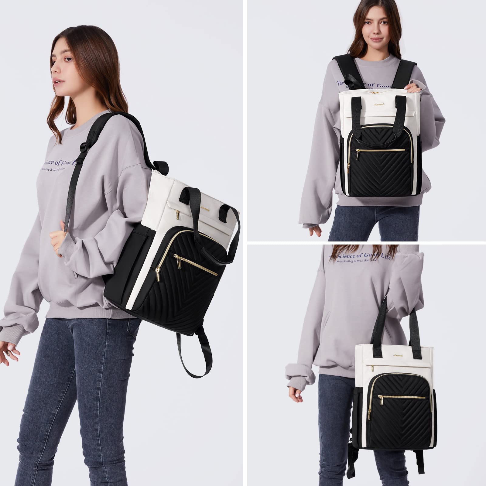 LOVEVOOK Zaino Donna, Zaino Porta PC Donna 17.3 Pollici Borsa Zainetto Donna Elegante 2 in 1 Zaino da Viaggio Zaini Scuola Superiore Media Moda Backpack per Università Ufficio Travel