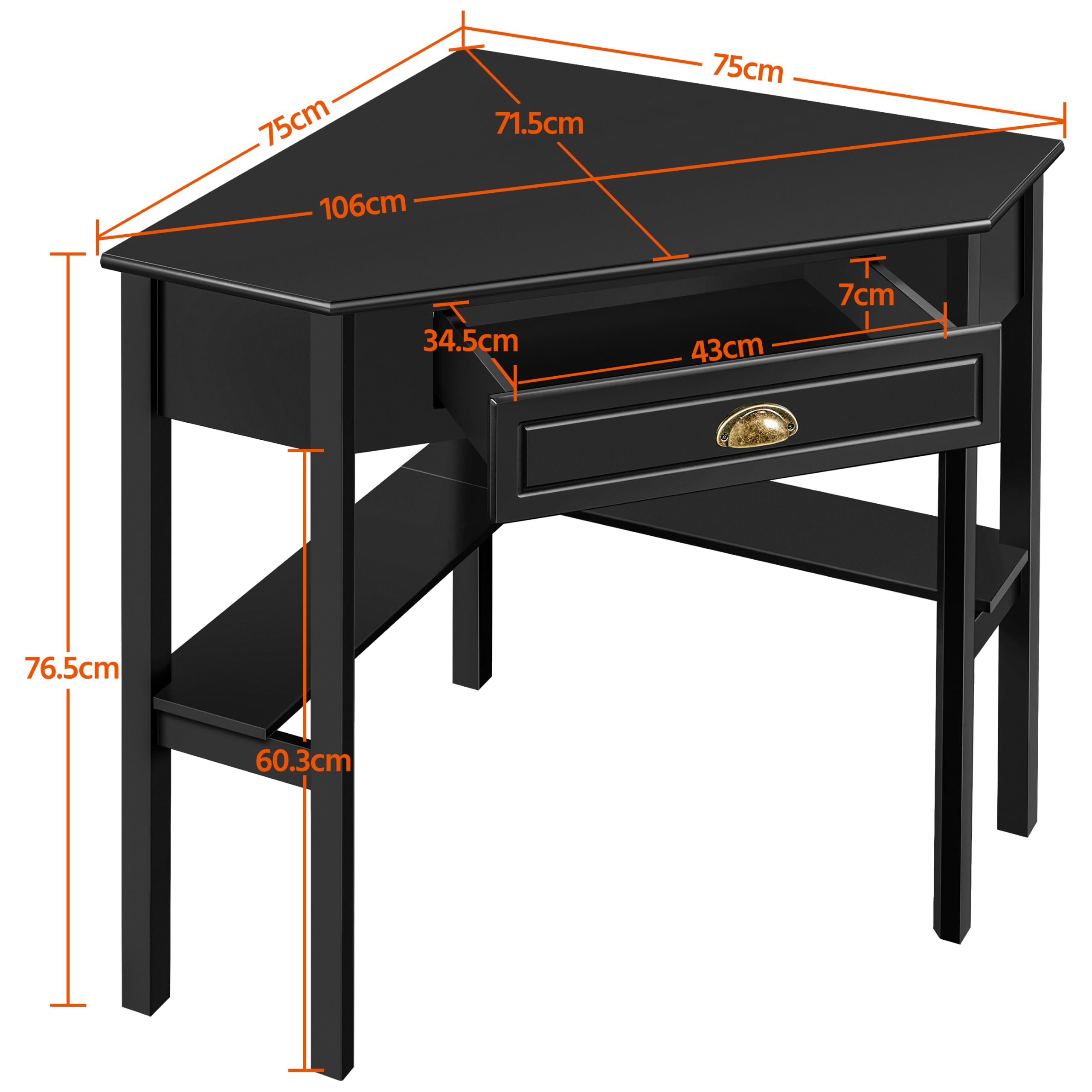 Yaheetech Bureau d'angle Poste de Travail Informatique Bureau en Bois avec Tiroir et Étagère de Rangement Design Classique et Élégant 106 × 71,5 × 76,5 cm Blanc