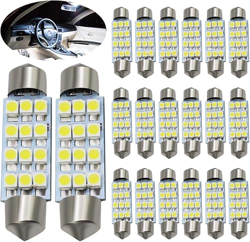 Miniatura 1 de BOODLED 20 bombillas LED C5w de 1.614in (1.72 pulgadas), superbrillantes, 600 lúmenes, 3528 12-SMD, chipsets Festoon interior, domo, mapa, maletero,