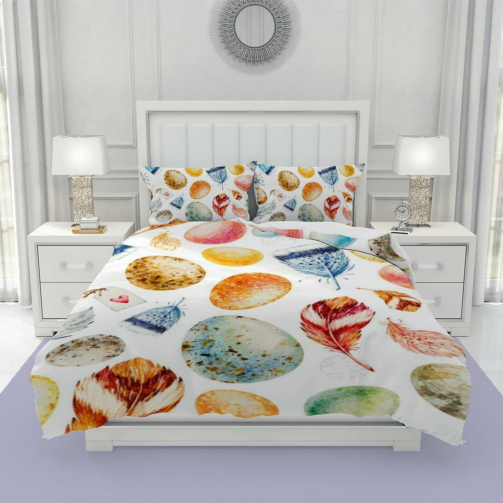 Parure de lit housse de couette et taie d'oreiller colorée en polyester