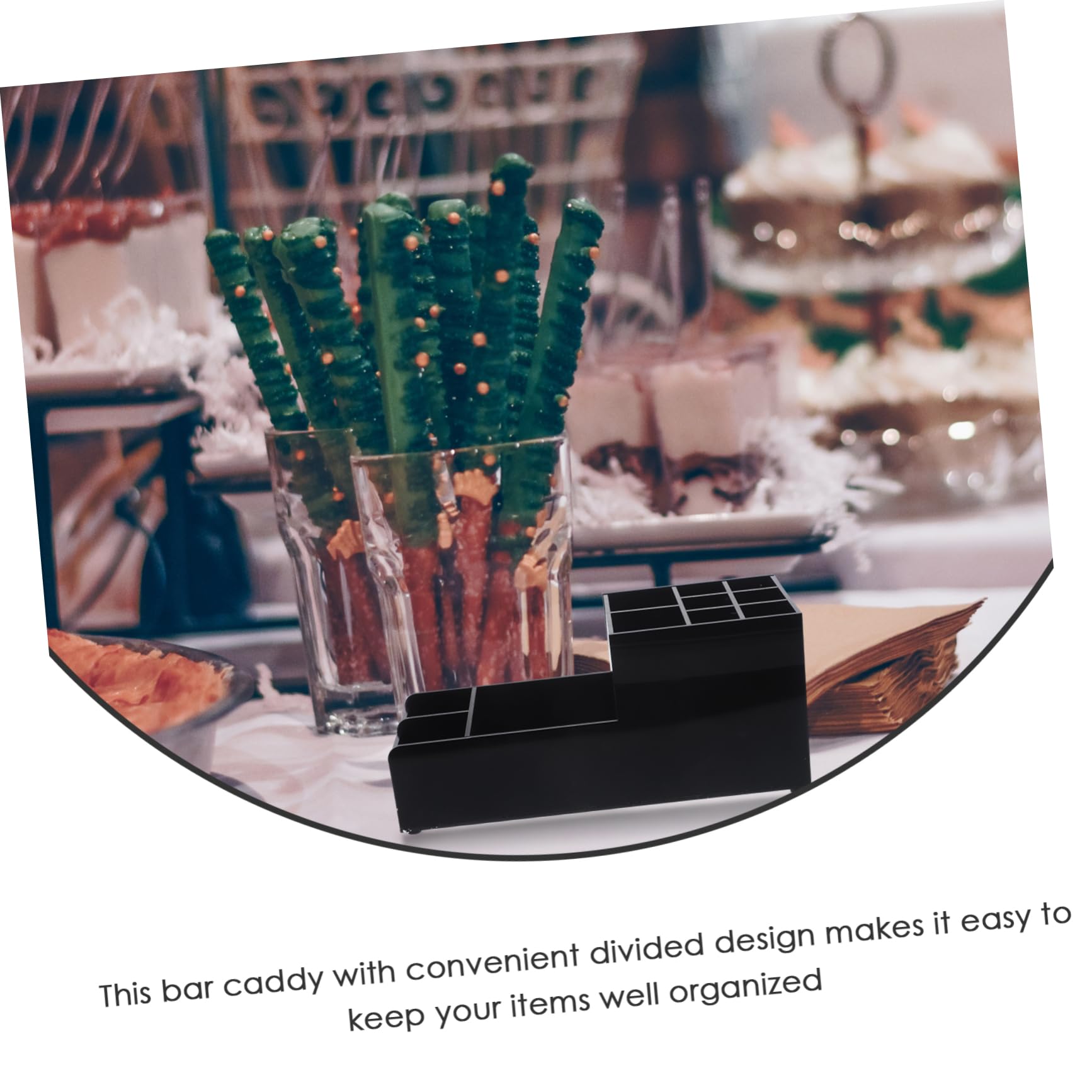 TOPBATHY Barra Extensible Organizador Compartimentos Dispensador Servilletas Accesorios Bar Exteriores