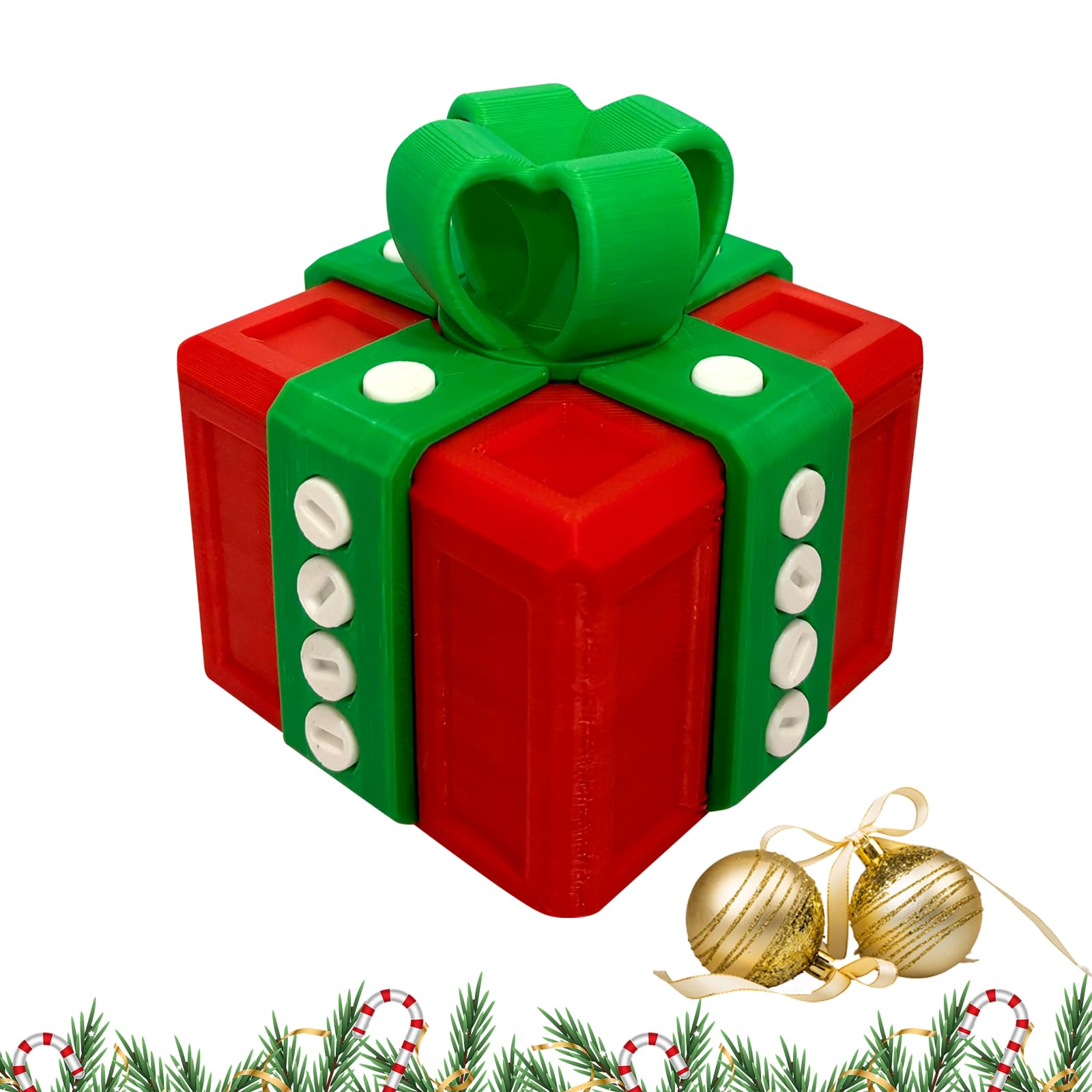 PUEEZOC Annoying Gift Box with Screws Hard to Open Gift Box Prank Gifts Funny Annoying Present Box Novelty 3D Printed Gag Gift for Christmas (Red