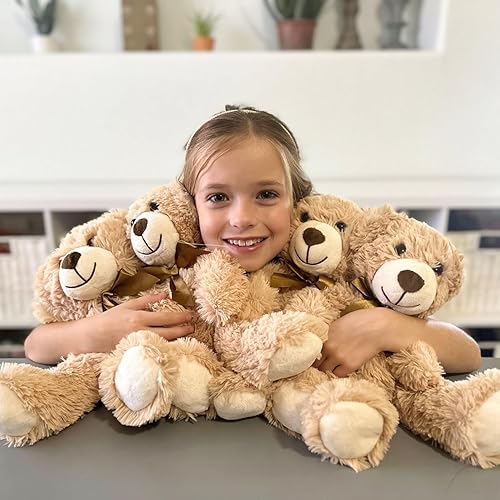 Miniatura 6 de MorisMos Oso de peluche a granel 6 paquetes de oso de peluche de 14 pulgadas pequeño oso de peluche para baby shower, fiesta de boda, marrón claro