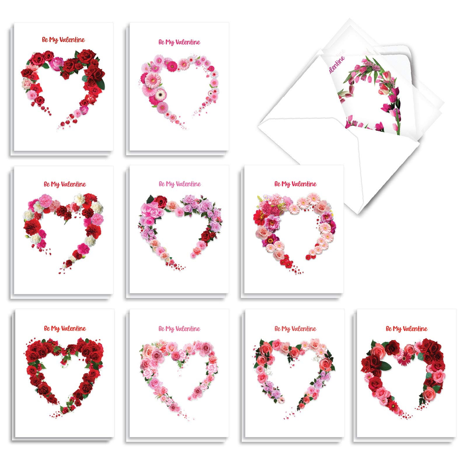 Amazon.com: The Best Card Company - 20 Assorted Valentine's Day Cards Bulk  (4 x 5.12 Inch) - Boxed Greetings (10 Designs, 2 Each) - Heart Blooms  AM3180VDG-B2x10 : Everything Else