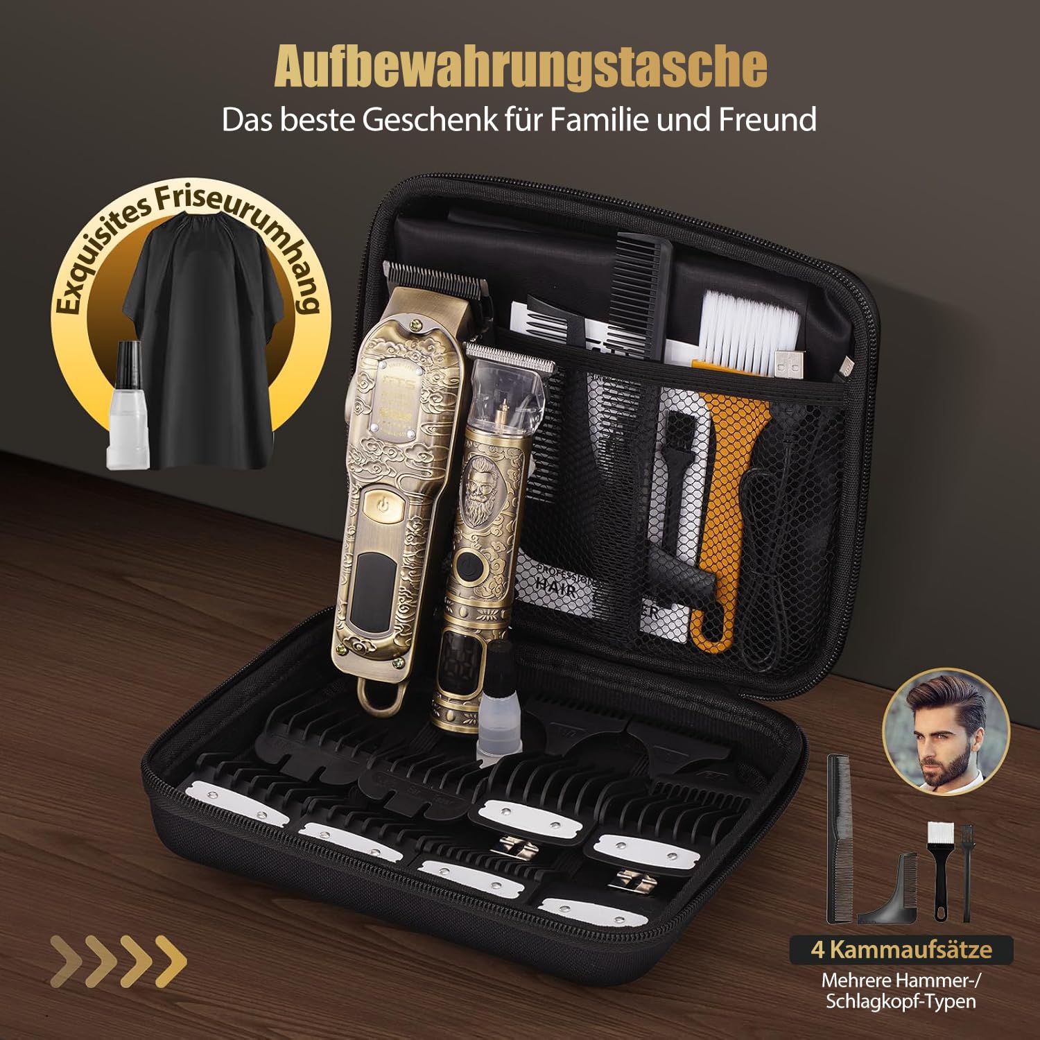 Haarschneidemaschine & Barttrimmer für Männer Profi-Haarschneider (Bronze)