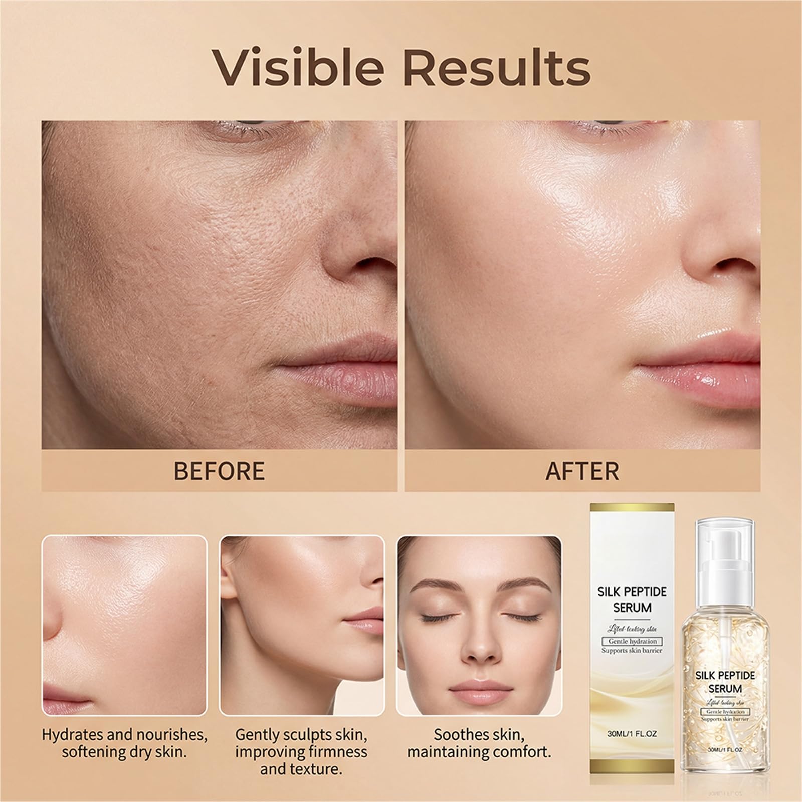 Deep Collagen Silk Peptide Lifting Serum wygładzające i nawilżające krem do twarzy, intensywnie nawilżający i ujędrniający esencja do twarzy, lekka codzienna esencja do pielęgnacji skóry (6 sztuk)