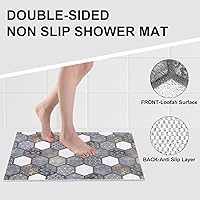 Vista 4 de Extra Large Shower Mat: 24 X 36 Inch Stylish Shower Mats for Inside Shower - Soft PVC Loofah Trimmable Non Slip Shower Mat for Elderly, Quick Drying